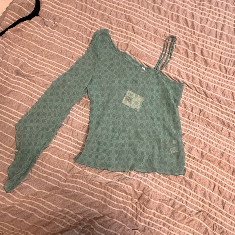 Green One-Shoulder Women Top